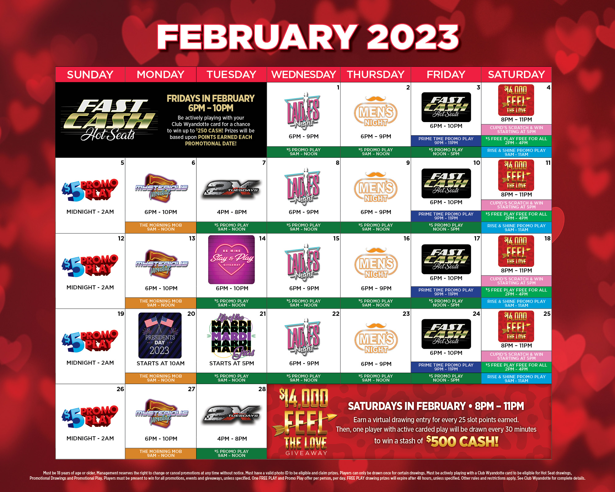 February Promotions 2023 River Bend Casino and Hotel